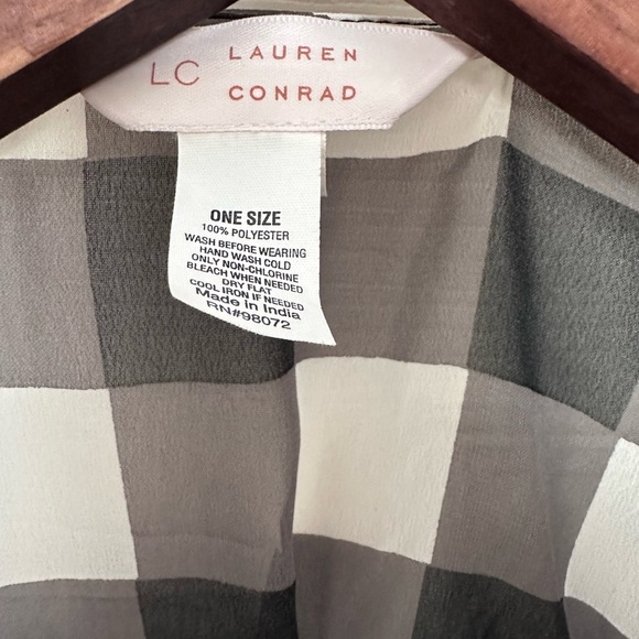 LC Lauren Conrad Kimono (without belt) Black & White Gingham One size fits most - Picture 5 of 5